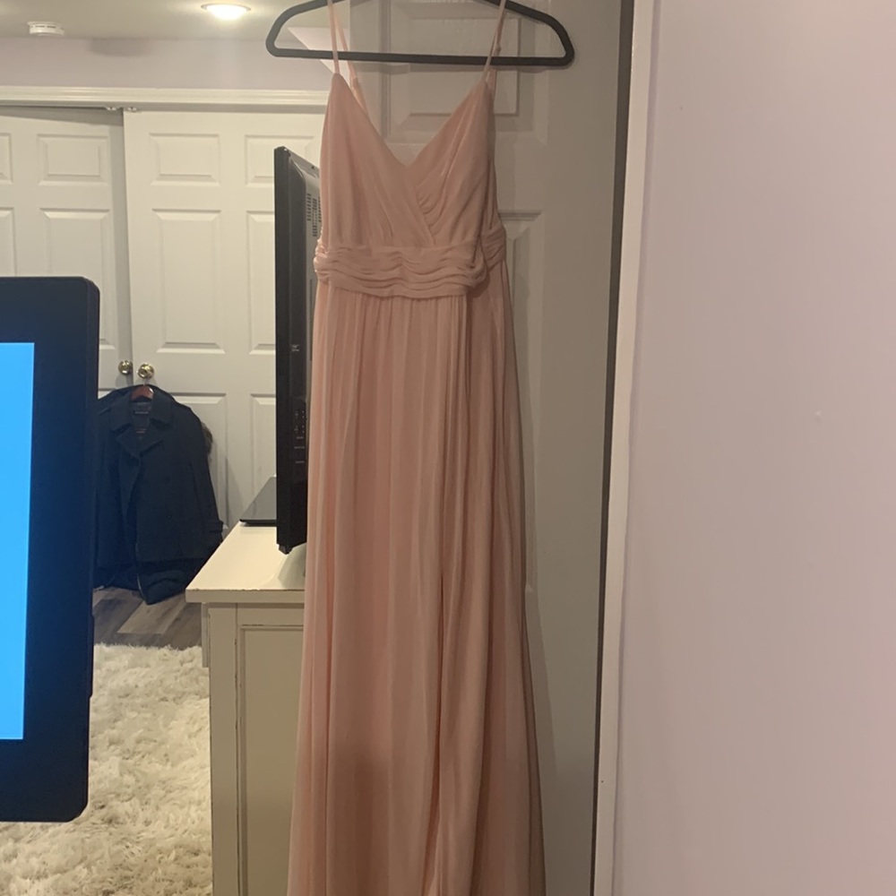 David’s bridal spaghetti strap petal pink mesh